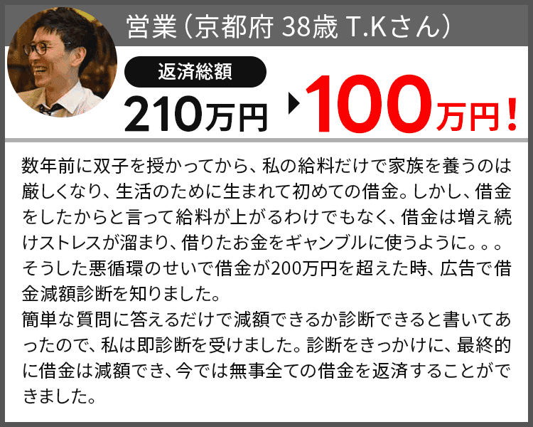 借金が210万円から0円になりました!